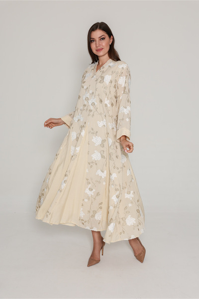IKKXA Floral Embroidered Modern Jalabiya