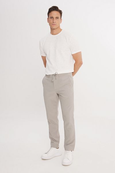 AC&Co / Altınyıldız Classics Men's Light Green Slim Fit Slim Fit Tie Waist Striped Side Pockets Casual Jogger Pants