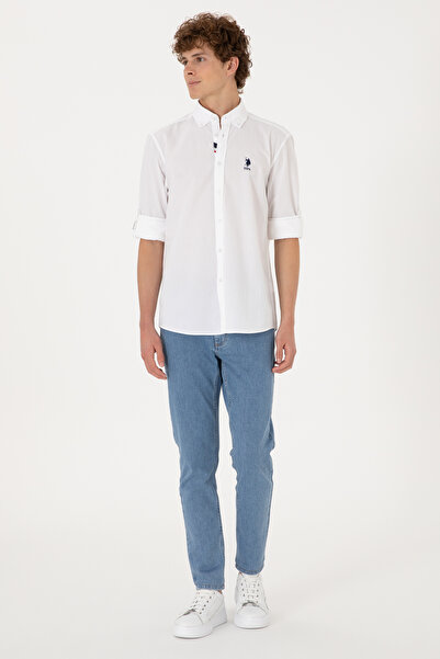 U.S. Polo Assn. Men's White Long Sleeve Shirt 50306321-Vr013