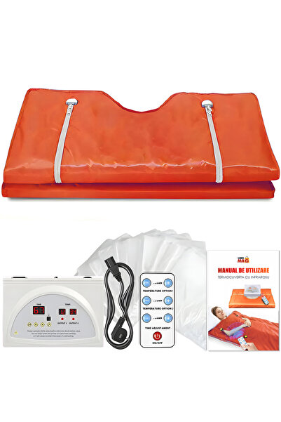 Linomag Pătură termică cu infraroșu LINOMAG® – Ardere grăsimi, Relaxare, Detoxifiere, 6 niveluri, 35–85°C, 180x80 cm, Portocaliu