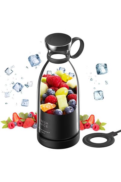 Smart Vibe Mini Electric Blender, MixUP SmartVIBE™, Wireless Charging, Portable, 350ml, 20,000 rpm, Black