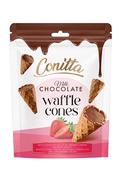 Elvan Conitta Çilek Aromalı ve Sütlü Çikolatalı Gofret 80 Gr. (1 Paket)