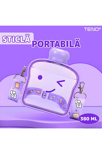 Teno Sticla de Apa pentru Copii Teno®, forma de toast, fara BPA, 380 ml, mov