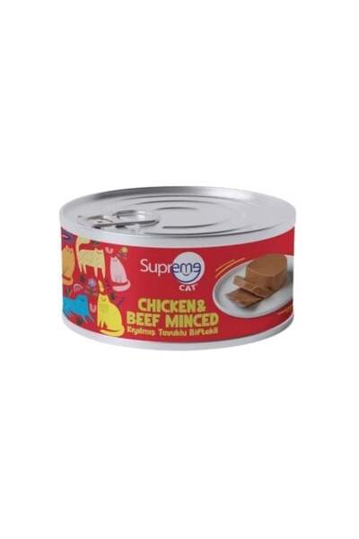 Genel Markalar Supreme Cat Kıyılmış Tavuklu ve Biftekli Yetişkin Konserve Kedi Maması 85 Gr