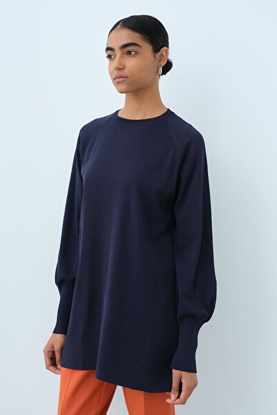 Nihan Balon Kol Triko Tunik Lacivert