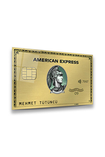DuruGlassArt Gold American Express - Kişiye Özel Yatay Cam Tablo