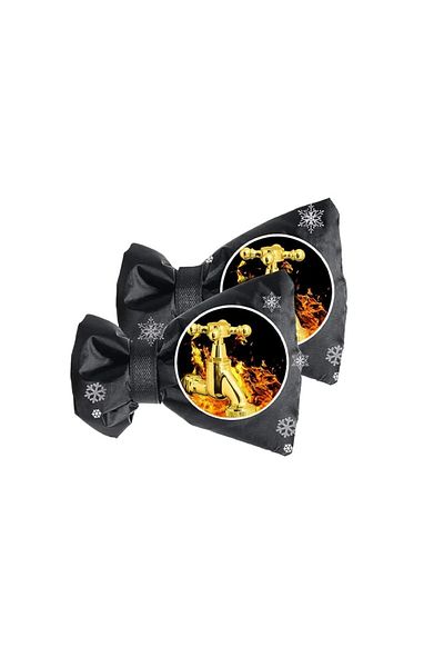 TOULIFLY Set de 2 protecții anti-îngheț pentru robinet exterior Toulifly, material Oxford, negru, 15 x 20 cm