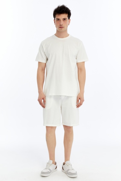 KRAVEN Men's 2-Piece T-Shirt & Double Leg Shorts Set, Combed Cotton, Lycra Fabric Regular Fit