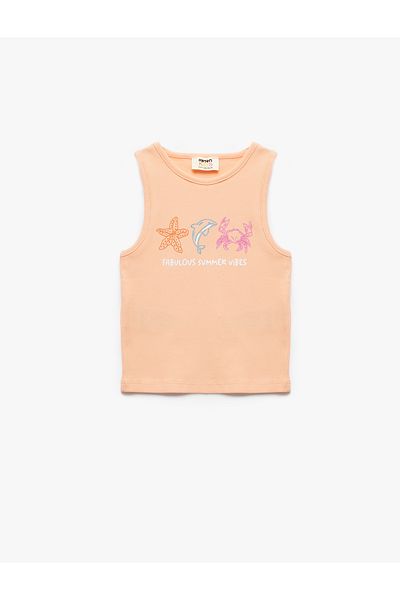 Koton Crew Neck Sleeveless Printed Camisole Cotton Undershirt