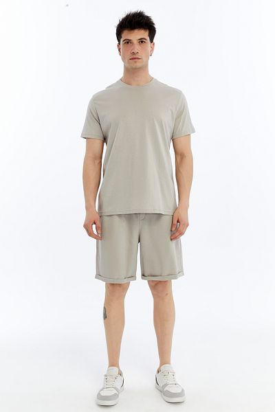 KRAVEN Men's 2-Piece T-Shirt & Double Leg Shorts Set, Combed Cotton, Lycra Fabric Regular Fit