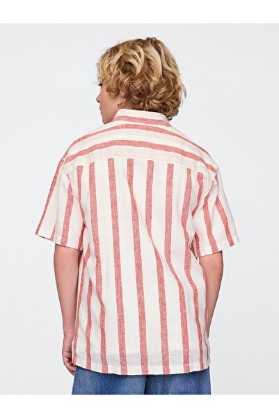 GAP Erkek Çocuk Kırmızı Çizgili Relaxed Gömlek
