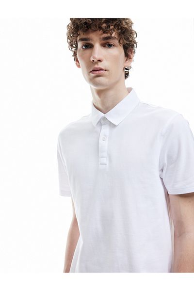 Koton Baumwoll-T-Shirt mit normaler Passform und kurzärmligem Polokragen