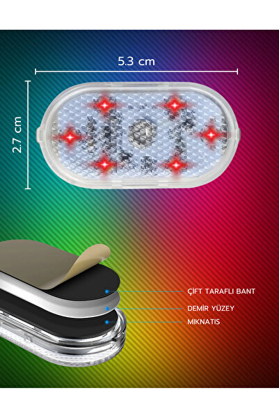 Folveit Dokunmatik Mini 6 Led Lamba Usb Şarj Edilebilir Rgb Işık Ayak Altı Torpido Lambası