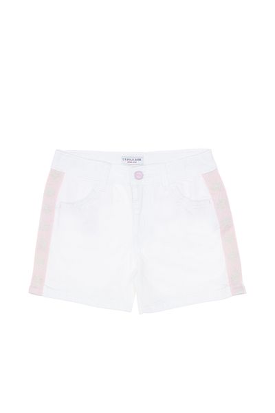 U.S. Polo Assn. Girl's White Piping Detailed Woven Shorts 50300897-Vr013