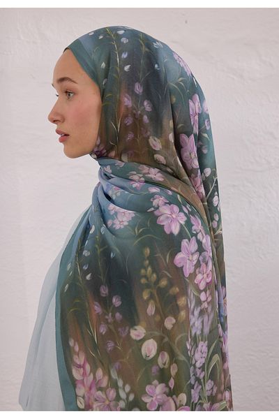 Fresh Wisteria Pattern Rami Shal Soft Blue
