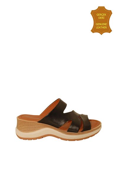 venüs ayakkabı Venus 2409904Y Genuine Leather Women's Anatomical Slippers Black Ç