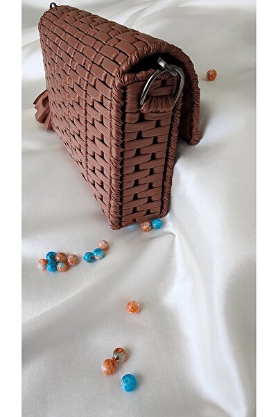 rmys Leather Look Evening Bag with Chain Strap - Brown, Metallic Black