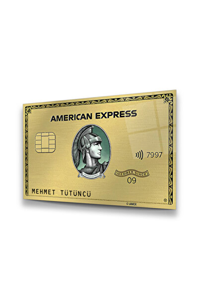DuruGlassArt Gold American Express - Kişiye Özel Yatay Cam Tablo