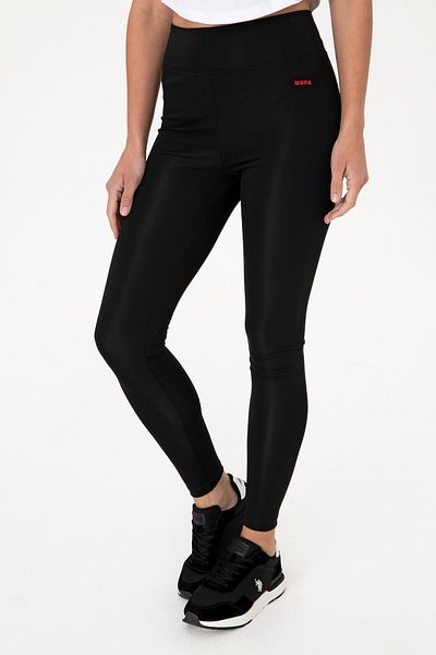 U.S. Polo Assn. Women's Black High Waist Sports Leggings 50312978-Vr046