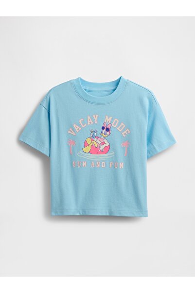 GAP Kız Bebek Mavi Relaxed Grafikli T-Shirt