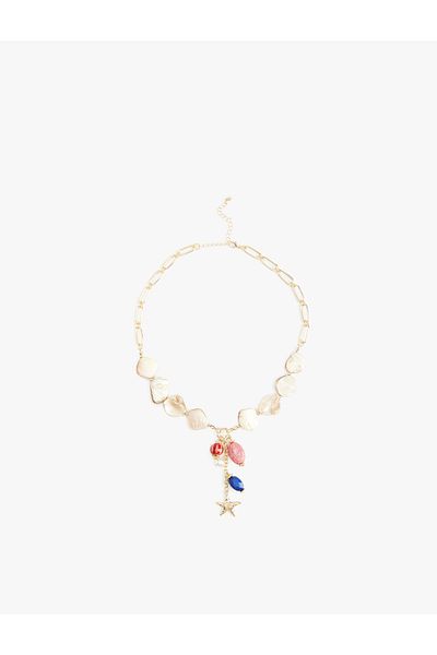 Koton Seashell Detailed Fish Charm Detailed Steel Alloy Necklace - Koton X Melis Ağazat