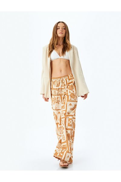 Koton orange design Printed Wide-Leg Pants