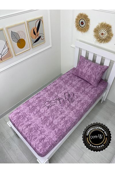 Çetinhome Fabric Elastic Sheet Set Single 3 Size Shadow Lilac