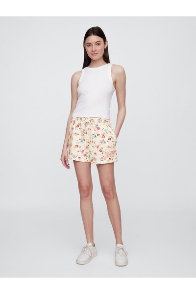 GAP Kadın Çiçek Desenli Logo Fransız Havlu Kumaş Şort