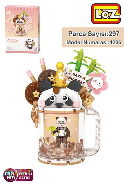 Vagonlife Loz Creative Series Panda Figured Cup Model 297 Piece Toy Building Set Fflz-4206