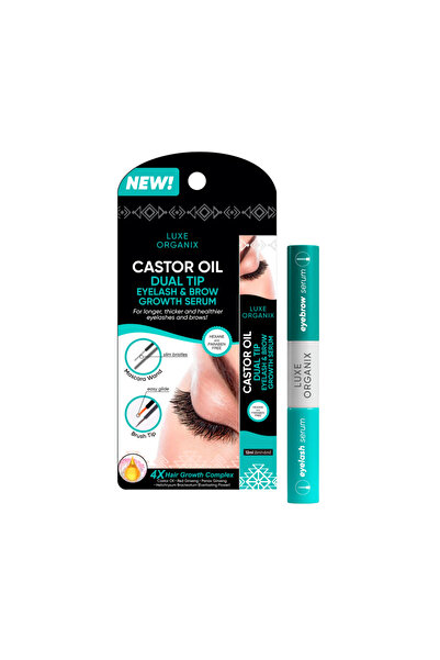 LUXE ORGANIX Castor Oil Dual Tip Eyelash & Brow Growth Serum 12ml