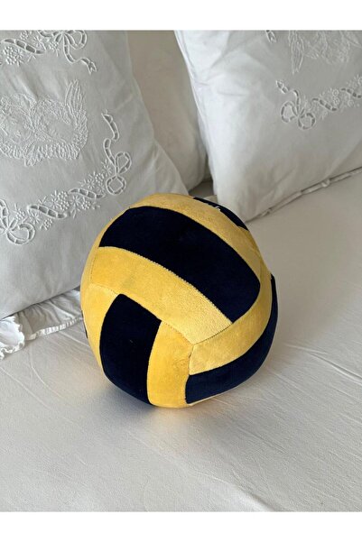 MR.Frenks Çocuk Taraftar Voleybol Topu Oyun Arkadaşı Peluş Yastık Sarı&Lacivert 22 cm