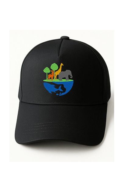 KEYFHOME Black Unisex Sports Hat Summer Cotton Sweatband & Air Holes Embroidered