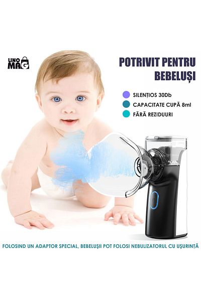 Linomag ® Pro Aerosol Device, Dual-wave, ≤4μm, Self-cleaning, Silent, Masks & Mouthpiece, Black