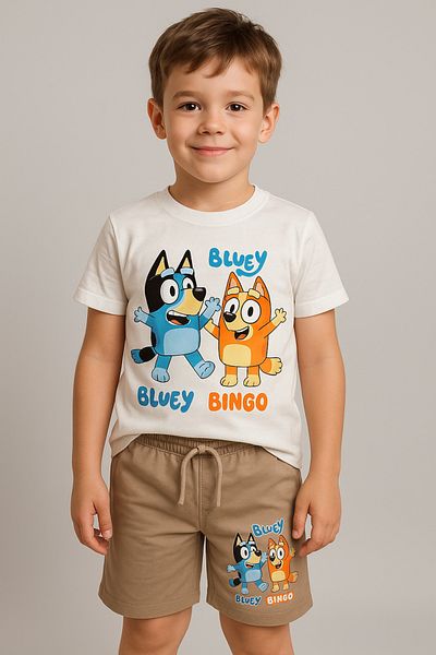 2kids2mom Character Detailed Tshirt and Shorts Bottom Top Boy's Set