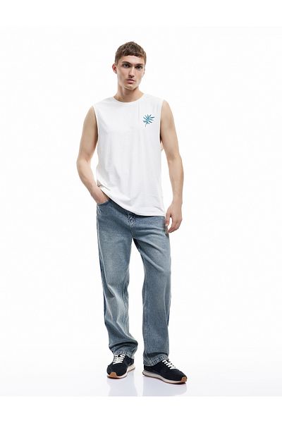 Koton Crew Neck Cotton Back Printed Sleeveless T-Shirt