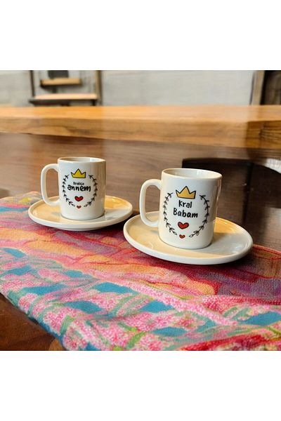 WPAWZ Father's Day Porcelain Turkish Coffee Cup Set for 2 People