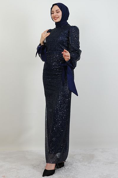 GİYZAMİLA Βραδινό φόρεμα Aheste Beading Navy Blue