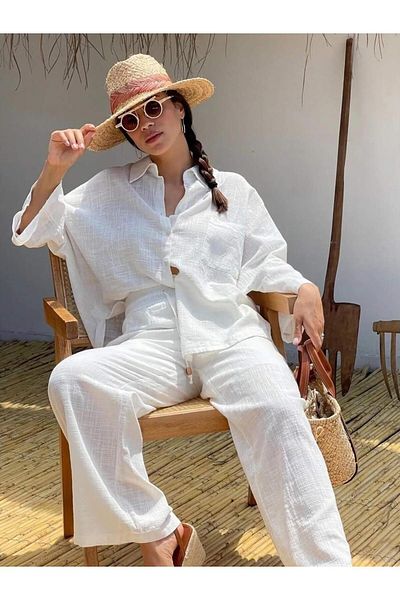 Coral Long Back Single Pocket Shirt White