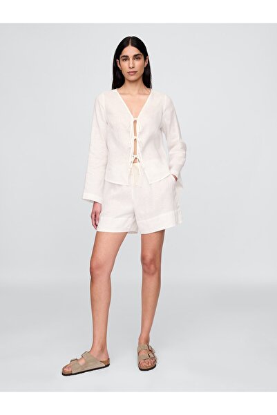 GAP Kadın Beyaz %100 Keten Easy Şort
