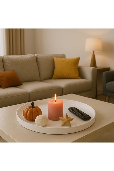 hemlife Decorative Presentation Tray 44 cm Metal Serving & Presentation Tray Large Size Round Tray