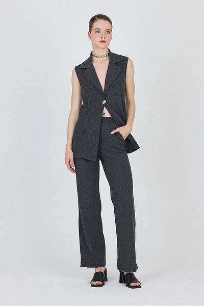 Rays Anthracite Sleeveless Vest and Wide Leg Pants Set 1490
