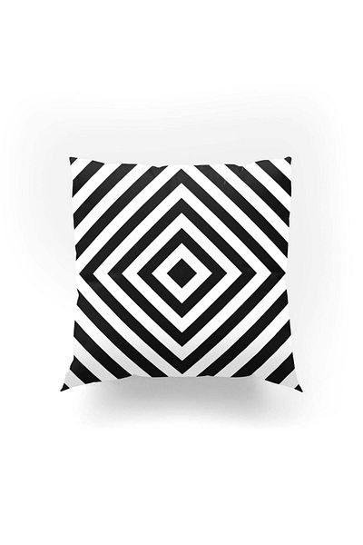Dokumio The Power of Optical Illusion – Black and White Geometric Luxury Throw Pillow Case