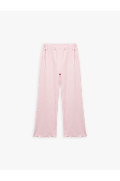 Koton Viscose Blended Wide Leg Trousers with Elastic Waist