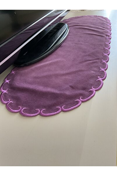 Hyatt Concept Nakışlı mor kadife konsol örtüsü runner