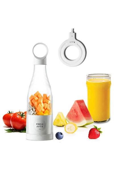 Smart Vibe Mini Blender Electric MixUP LX 450ml, Fără BPA, 4 Lame 3D, 1400mAh, Putere 20.000rpm, Alb