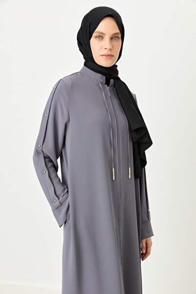 Nihan Kol Detaylı Hakim Yaka Ferace Füme