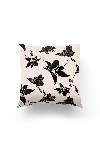 Dokumio Minimalist Floral Patterned Stylish Throw Pillow Case with Beige Background