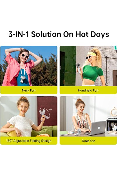 JISULIFE Handheld Fan Life7 – Portable Fan with LED Display, 3600mAh, 5 Speeds, 3-in-1 (Grey)