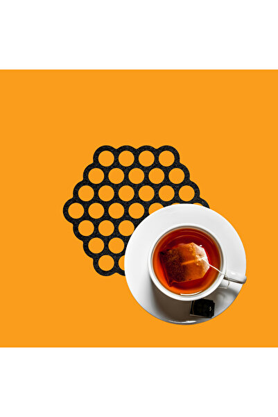 Grand Fine Art Felt Coasters Set of 4 Round Black 10 cm