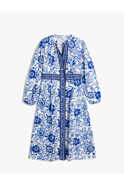 Koton فستان ماكسي زهري بتصميم أزرق